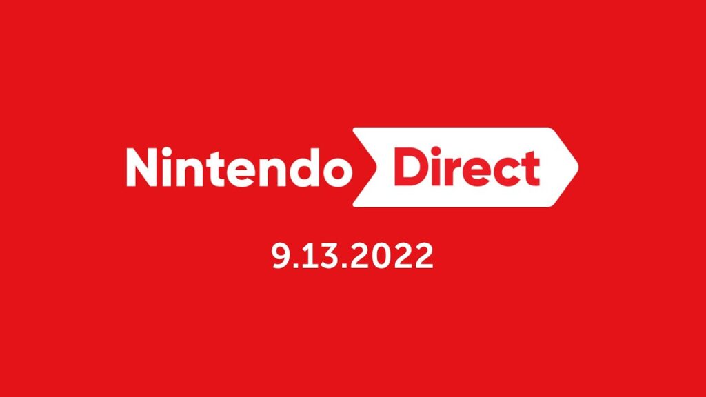 The Nintendo Direct logo and date 9.13.2022 in white over a red background.